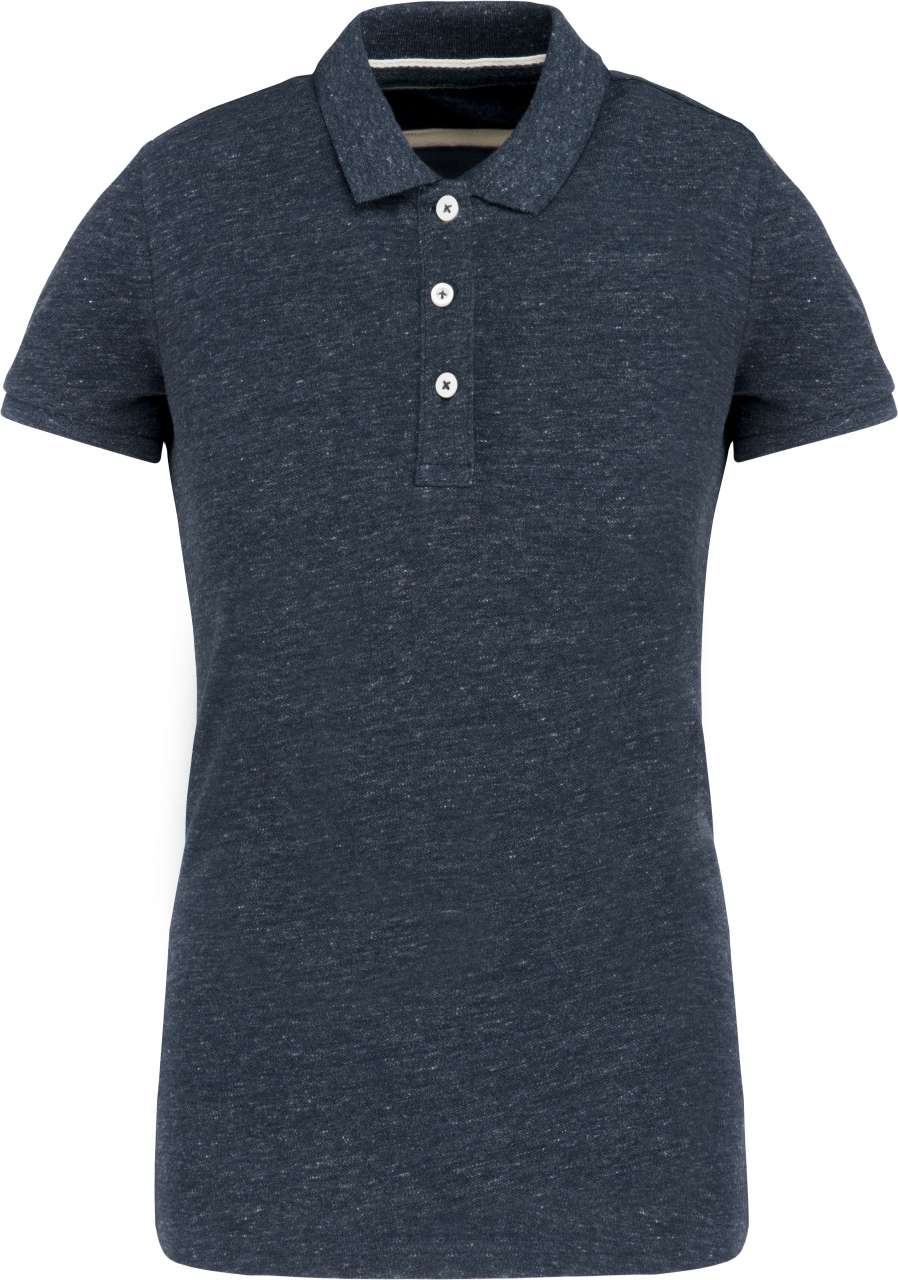 LADIES' VINTAGE SHORT SLEEVE POLO SHIRT - Night Blue Heather - colorimageurl