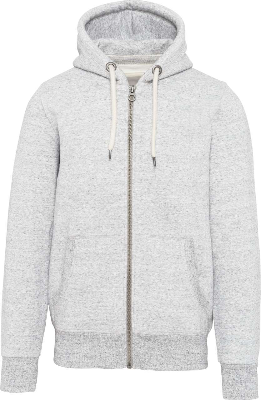 MEN’S VINTAGE ZIPPED HOODED SWEATSHIRT - Ash Heather - colorimageurl