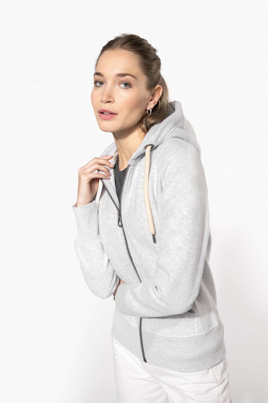 LADIES' VINTAGE ZIPPED HOODED SWEATSHIRT - Ash Heather - modelimageurl