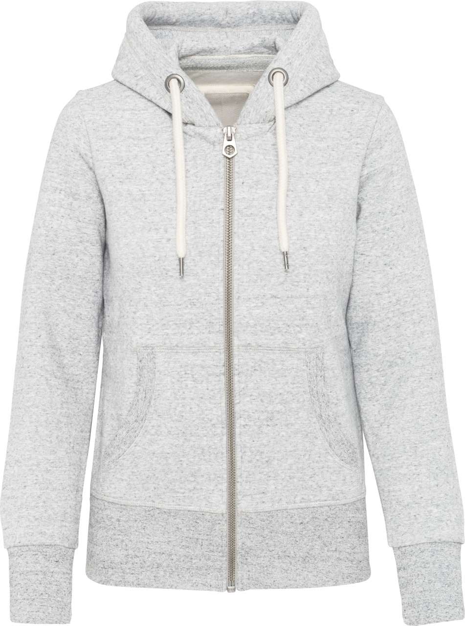 LADIES' VINTAGE ZIPPED HOODED SWEATSHIRT - Ash Heather - colorimageurl