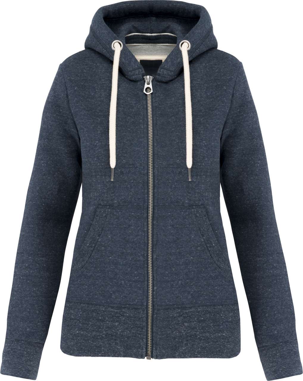 LADIES' VINTAGE ZIPPED HOODED SWEATSHIRT - Night Blue Heather - colorimageurl