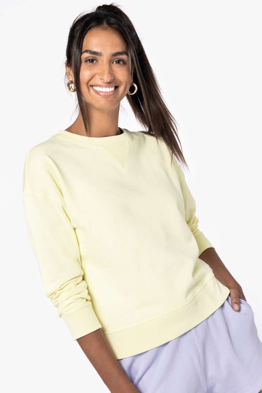 ECO-FRIENDLY LADIES’ DROP-SHOULDER SWEATSHIRT - Peacock Blue - modelimageurl