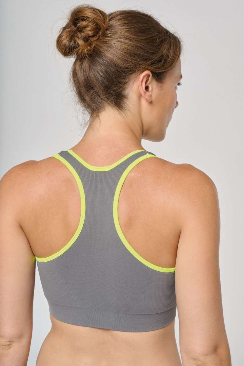 SEAMLESS SPORTS BRA - Storm Grey/Fluorescent Yellow - Additional