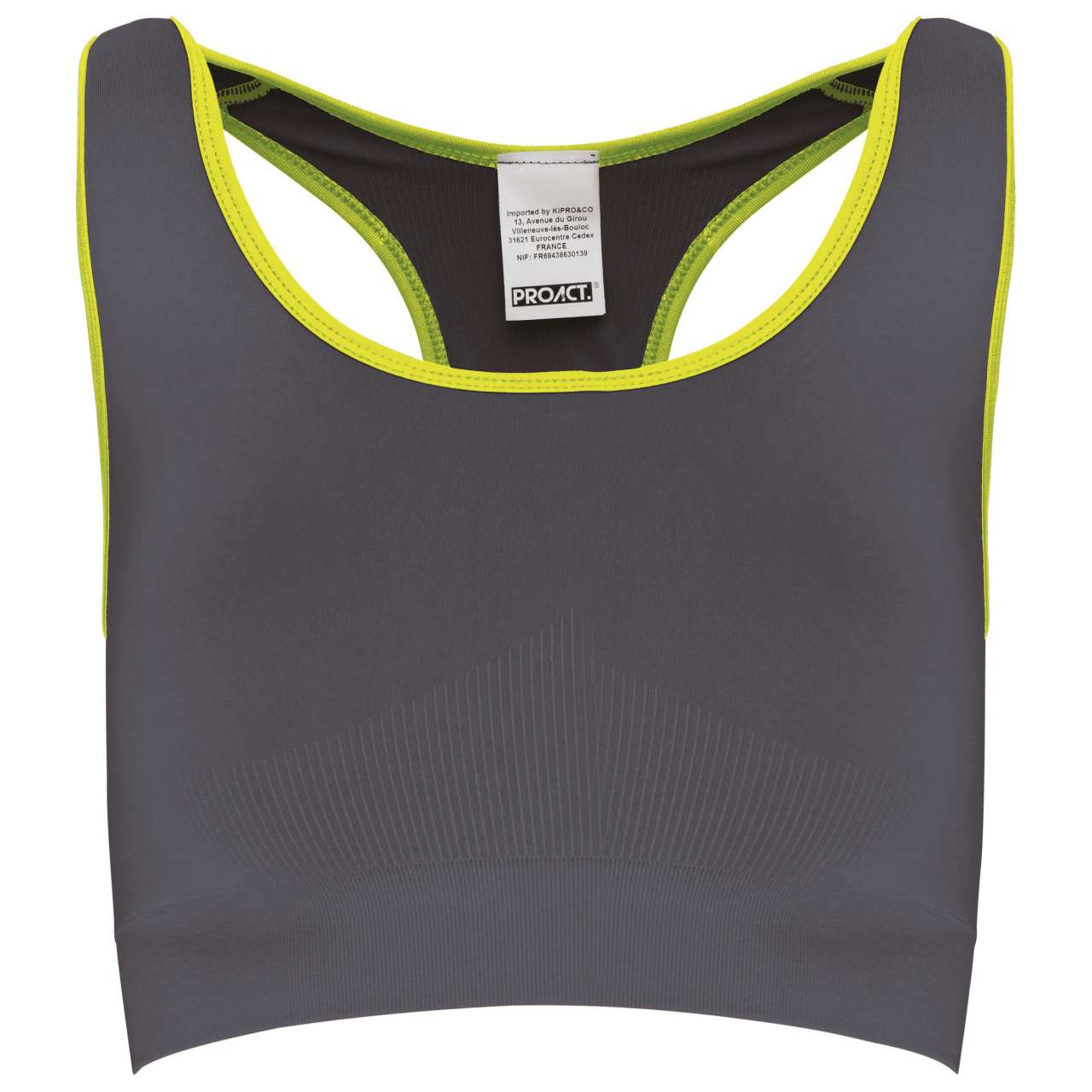 SEAMLESS SPORTS BRA - Storm Grey/Fluorescent Yellow - Additional