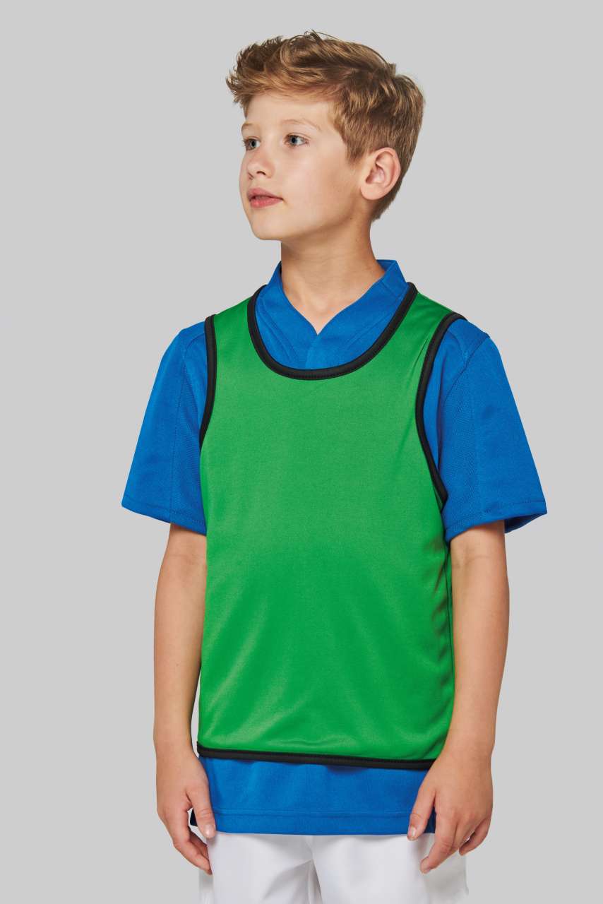 KID'S REVERSIBLE RUGBY BIB - Lime/Spicy Orange - modelimageurl