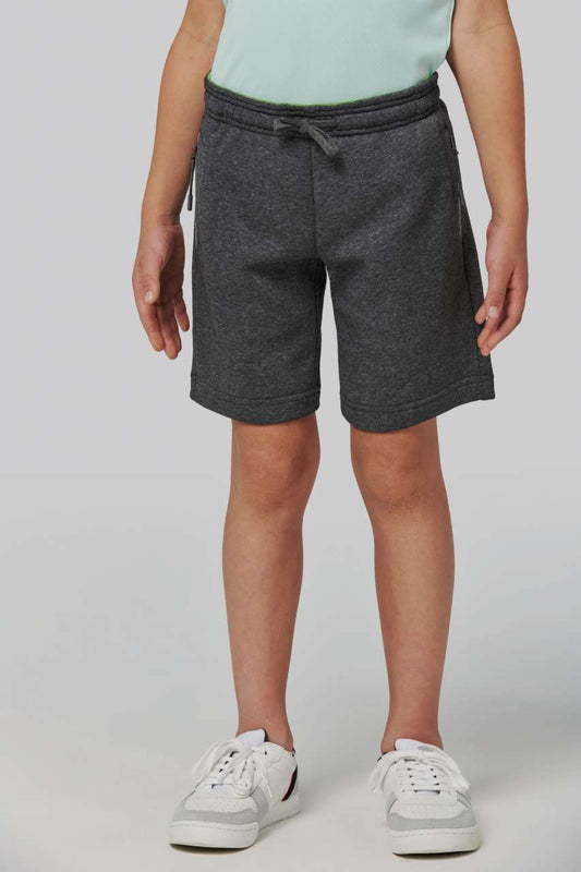 KID'S FLEECE MULTISPORT BERMUDA SHORTS - Grey Heather - modelimageurl