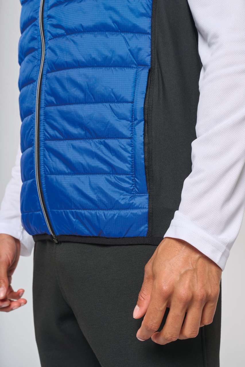 DUAL-FABRIC SLEEVELESS SPORTS JACKET - Black/Black - Additional