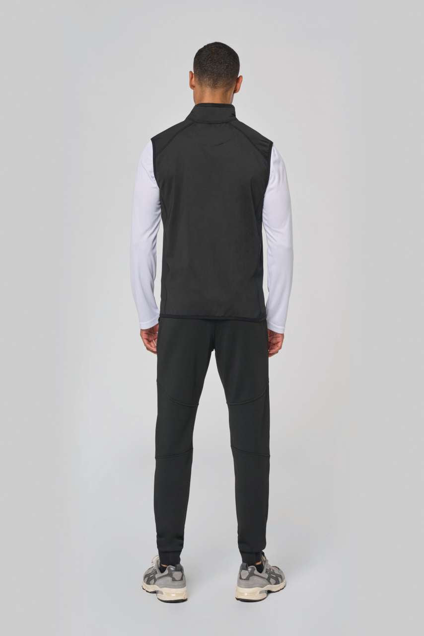 DUAL-FABRIC SLEEVELESS SPORTS JACKET - Black/Black - Additional