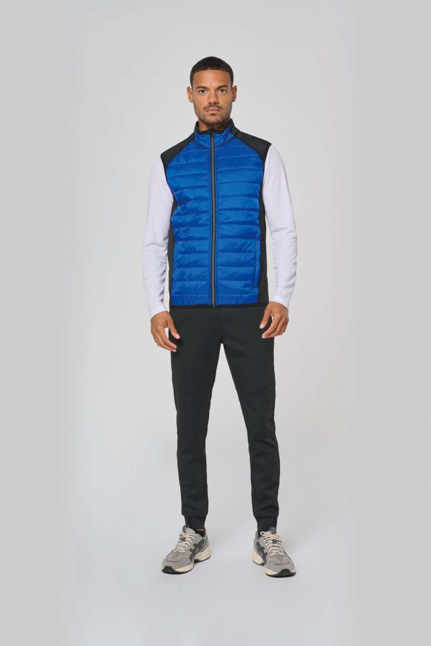 DUAL-FABRIC SLEEVELESS SPORTS JACKET - Black/Black - Additional