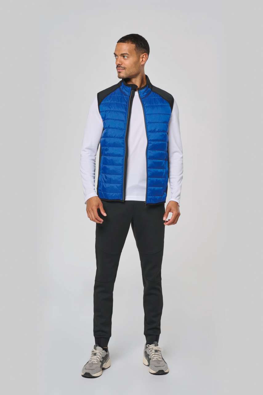 DUAL-FABRIC SLEEVELESS SPORTS JACKET - Black/Black - Additional