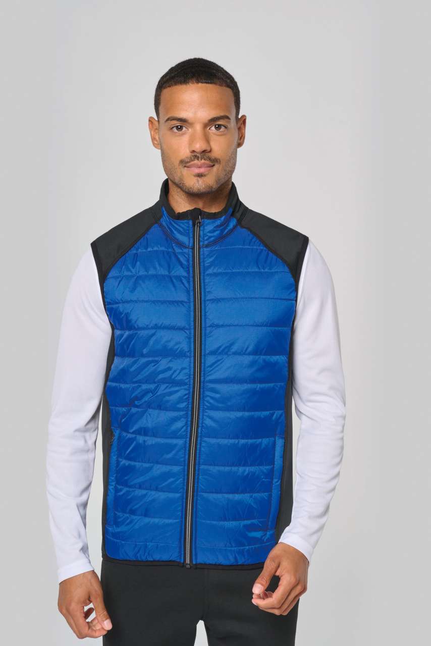 DUAL-FABRIC SLEEVELESS SPORTS JACKET - Black/Black - Model