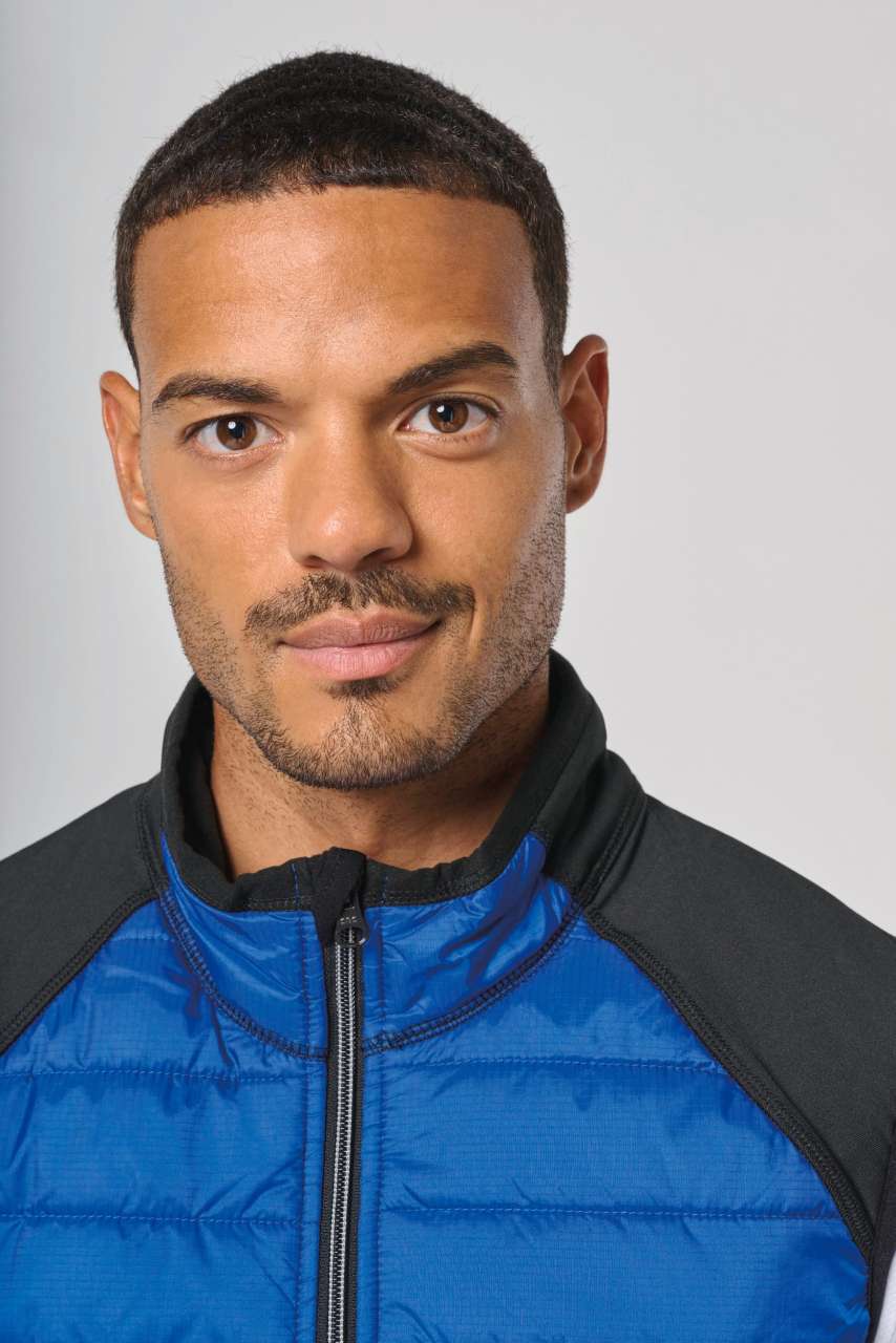 DUAL-FABRIC SLEEVELESS SPORTS JACKET - Black/Black - Additional