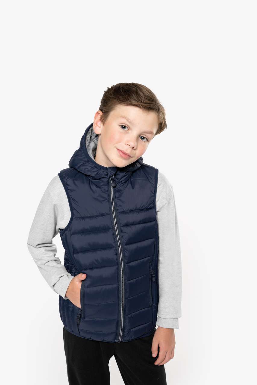 KID'S HOODED BODYWARMER - Black - modelimageurl