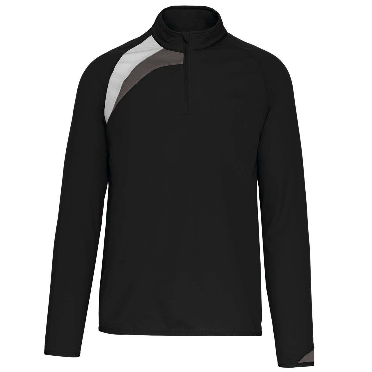 ADULTS' ZIP NECK TRAINING TOP - Black/White/Storm Grey - colorimageurl