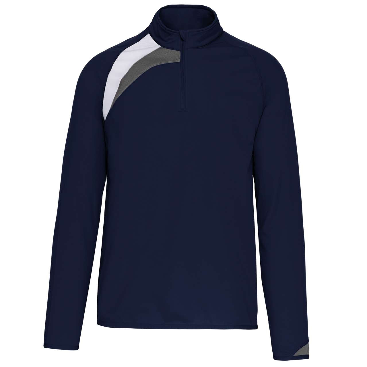 ADULTS' ZIP NECK TRAINING TOP - Sporty Navy/White/Storm Grey - colorimageurl