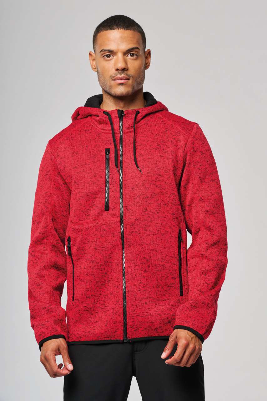 MEN'S HEATHER HOODED JACKET - Dark Grey Melange - Model