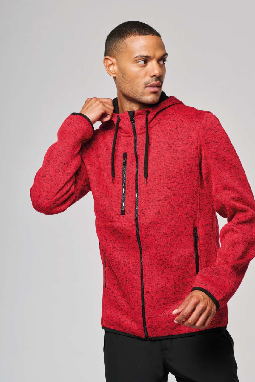 MEN'S HEATHER HOODED JACKET - Dark Grey Melange - Additional