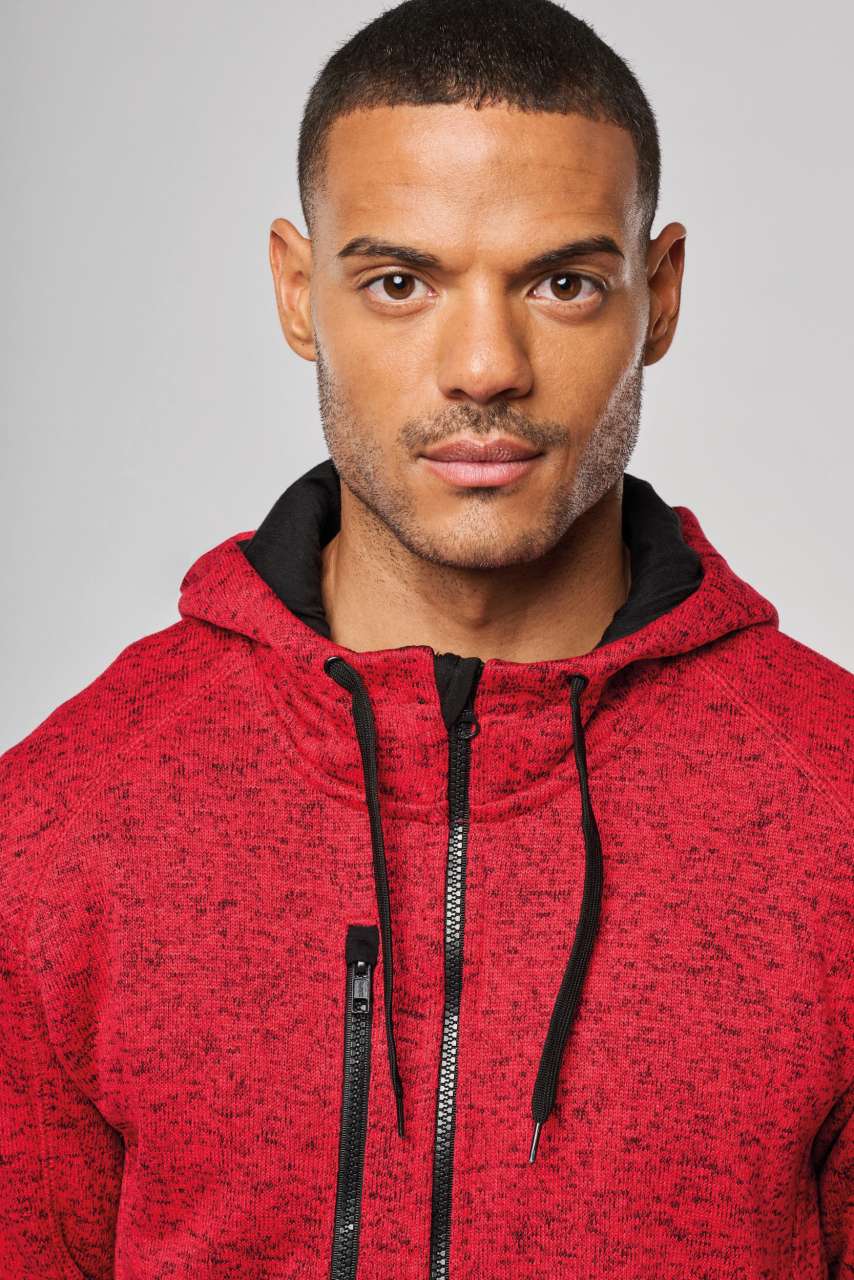 MEN'S HEATHER HOODED JACKET - Dark Grey Melange - Additional