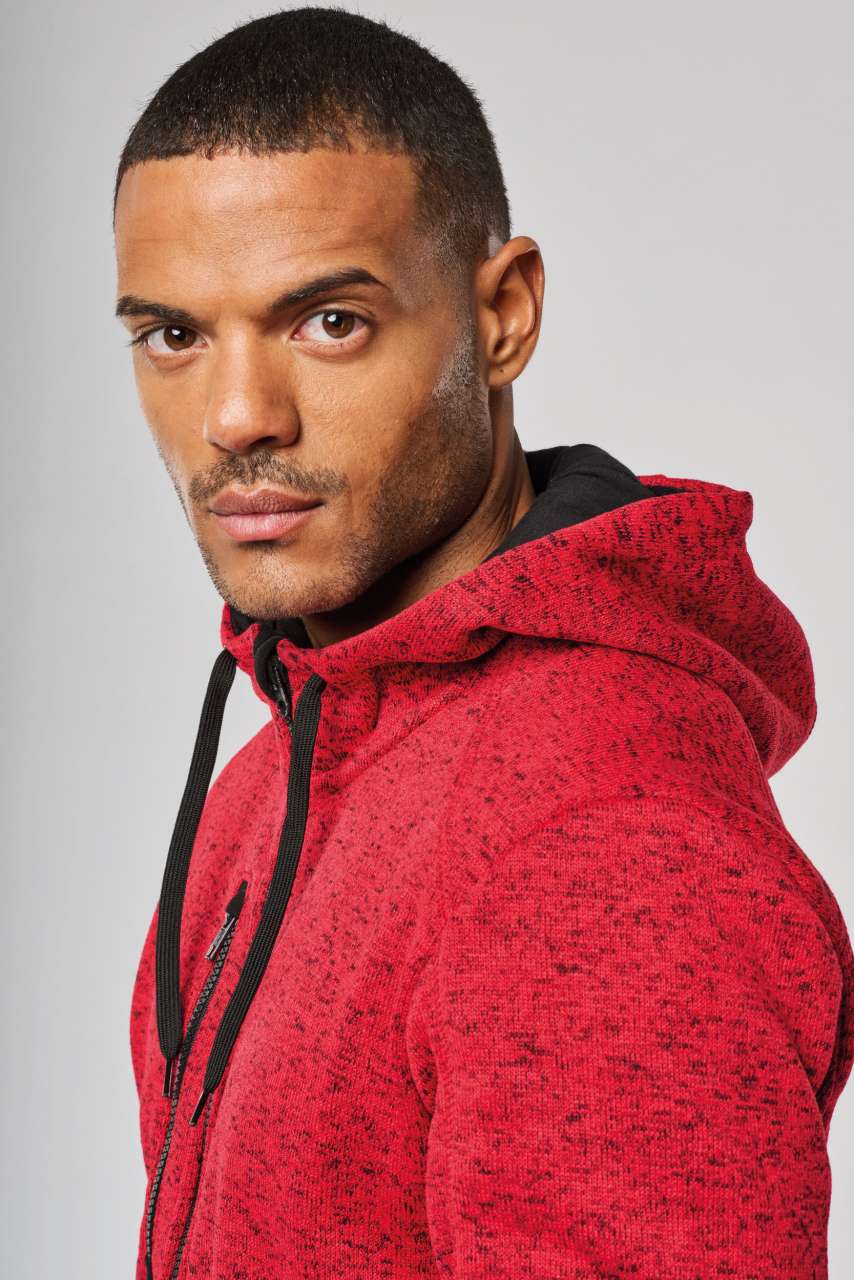 MEN'S HEATHER HOODED JACKET - Dark Grey Melange - Additional