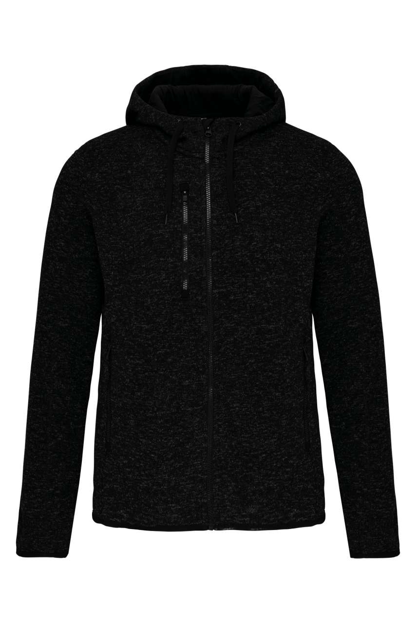 MEN'S HEATHER HOODED JACKET - Dark Grey Melange - Additional