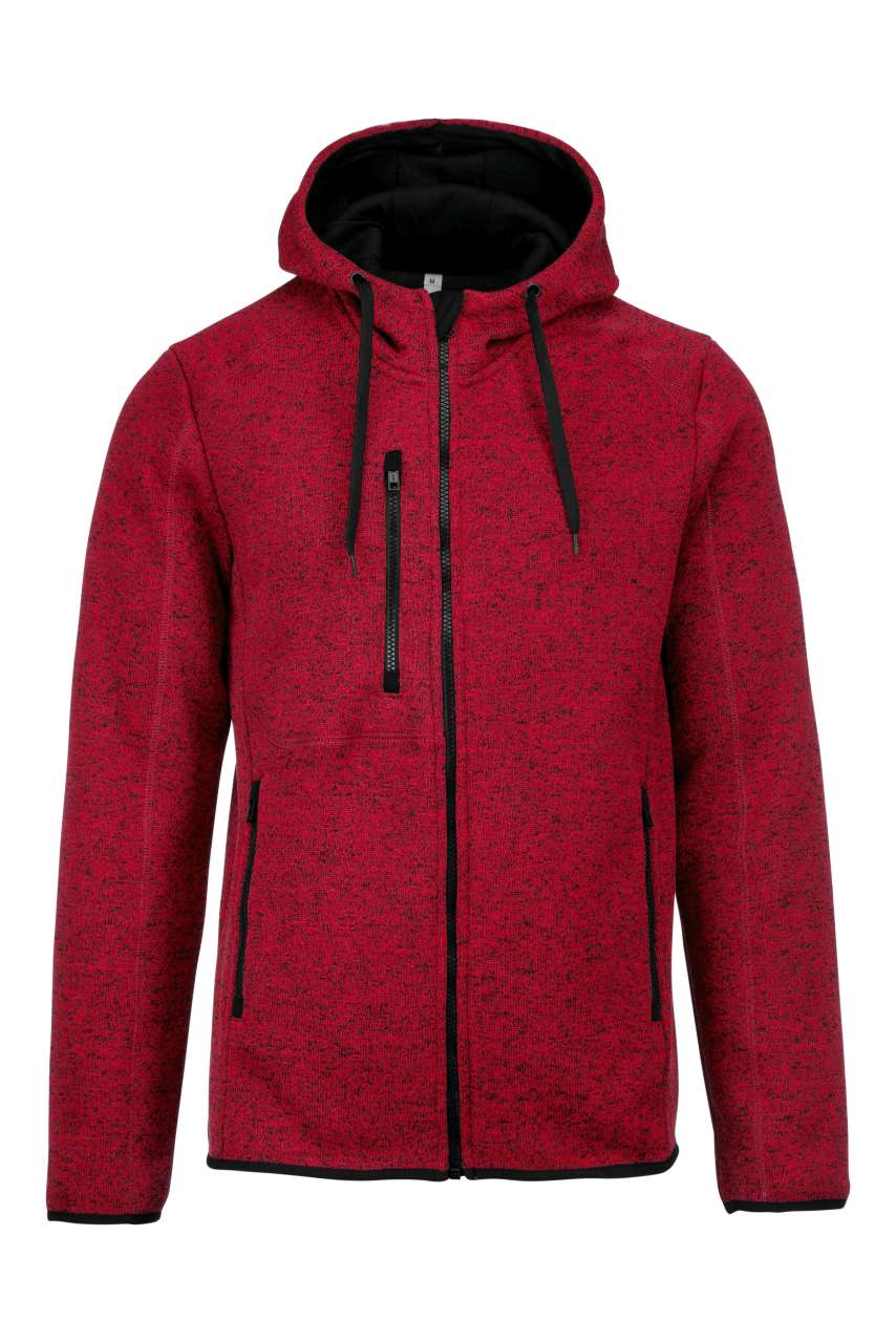 MEN'S HEATHER HOODED JACKET - Red Melange - Additional