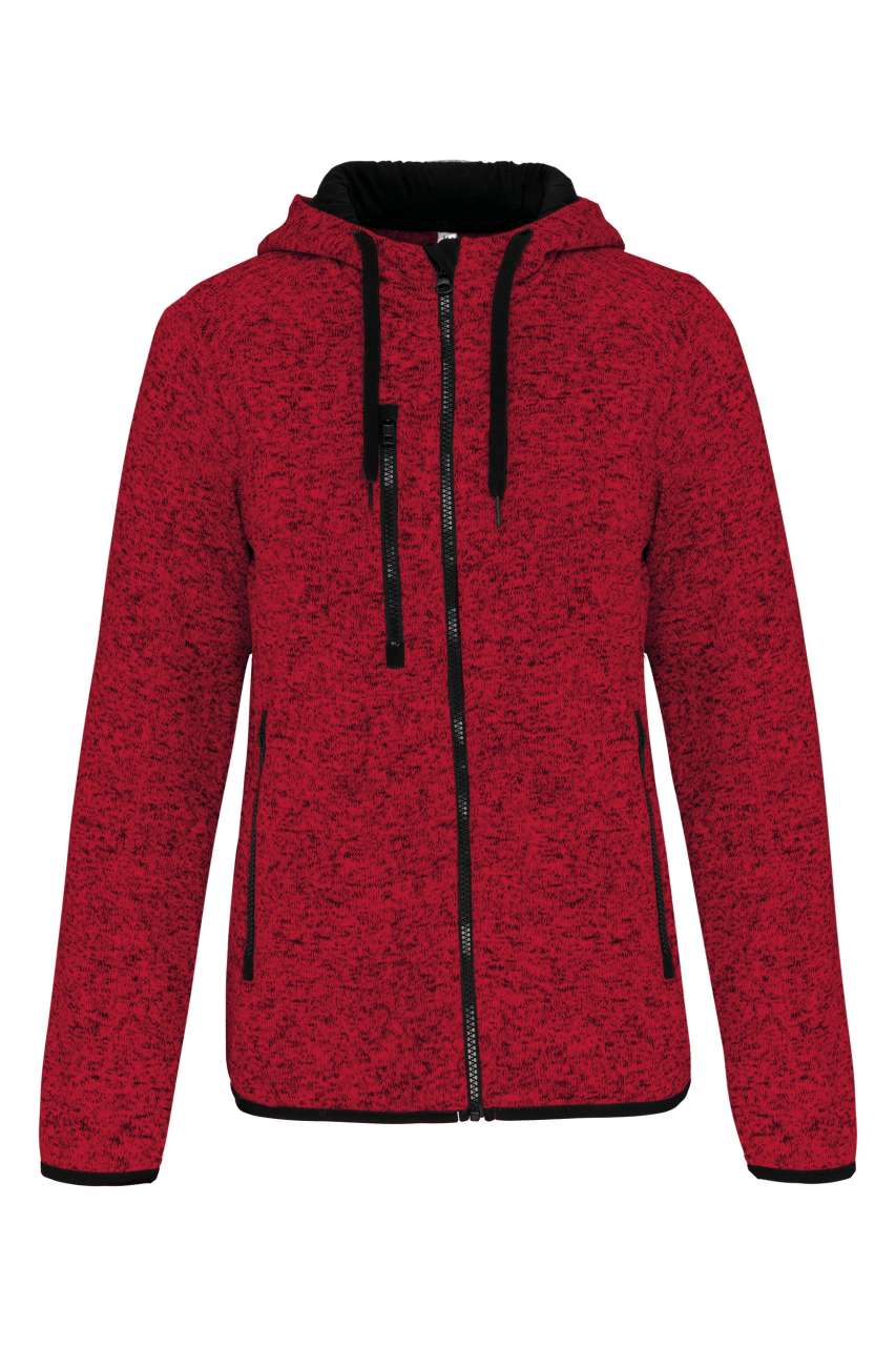 LADIES’ HEATHER HOODED JACKET - Red Melange - Additional