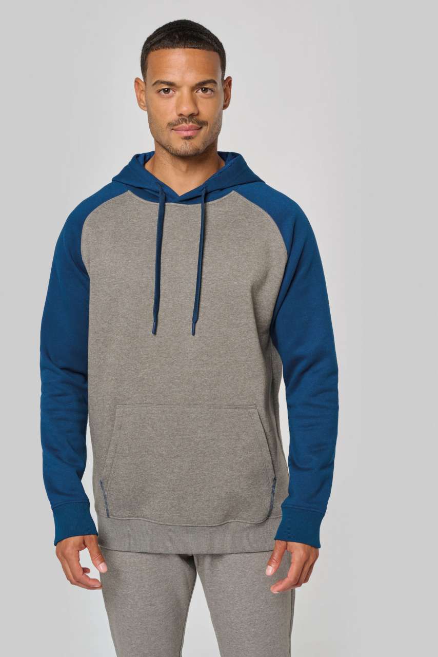 ADULT TWO-TONE HOODED SWEATSHIRT - Grey Heather/Black - modelimageurl