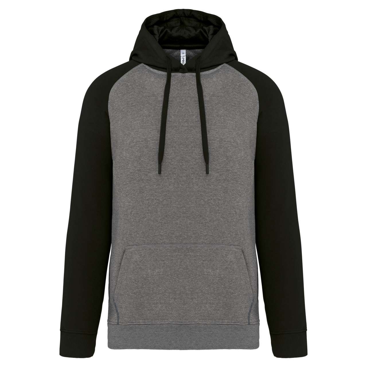 ADULT TWO-TONE HOODED SWEATSHIRT - Grey Heather/Black - colorimageurl