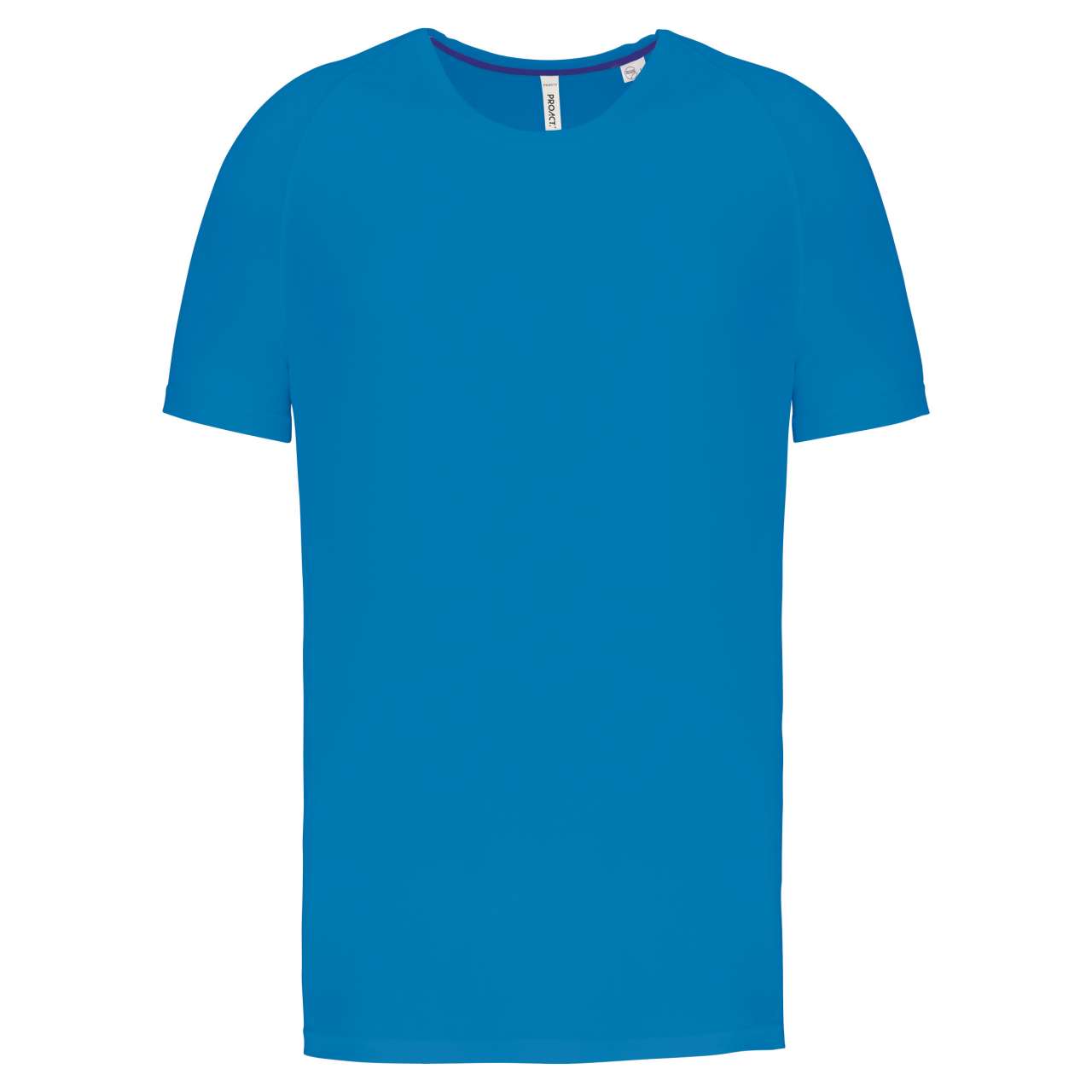 MEN'S RECYCLED ROUND NECK SPORTS T-SHIRT - Aqua Blue - colorimageurl