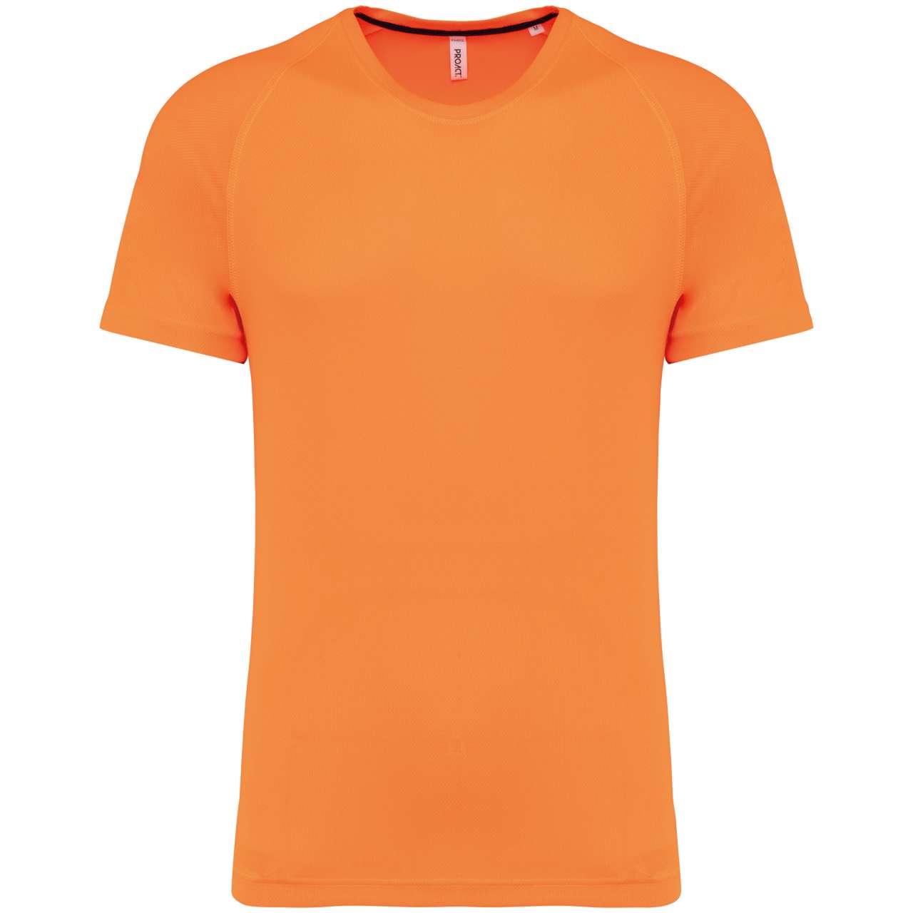 MEN'S RECYCLED ROUND NECK SPORTS T-SHIRT - Fluorescent Orange - colorimageurl