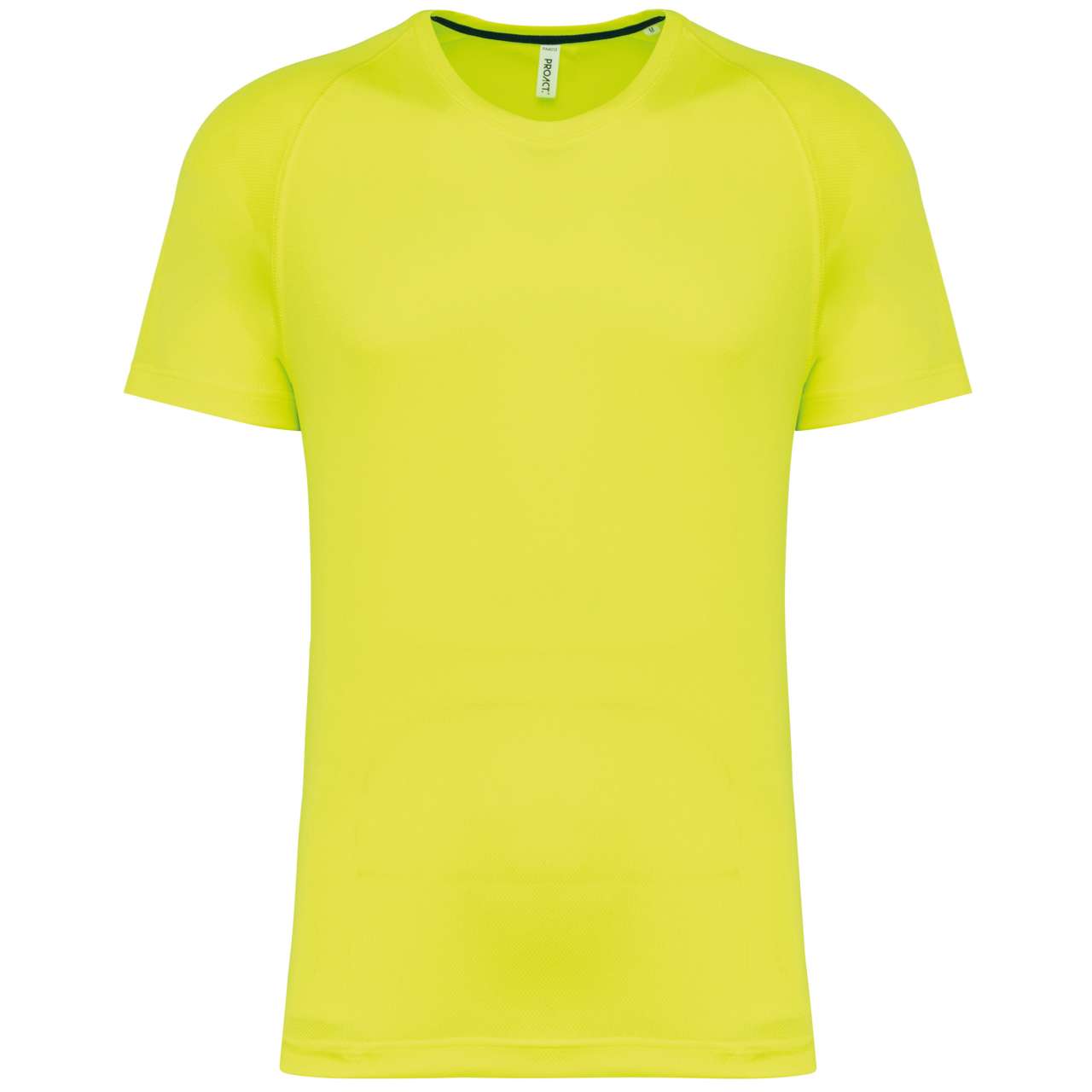 MEN'S RECYCLED ROUND NECK SPORTS T-SHIRT - Fluorescent Yellow - colorimageurl