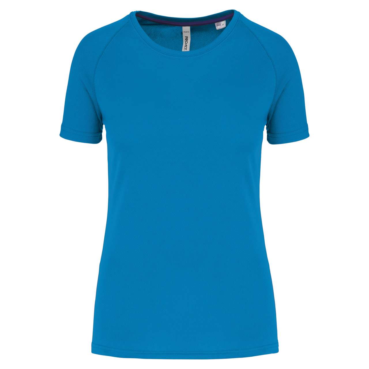 LADIES' RECYCLED ROUND NECK SPORTS T-SHIRT - Aqua Blue - colorimageurl