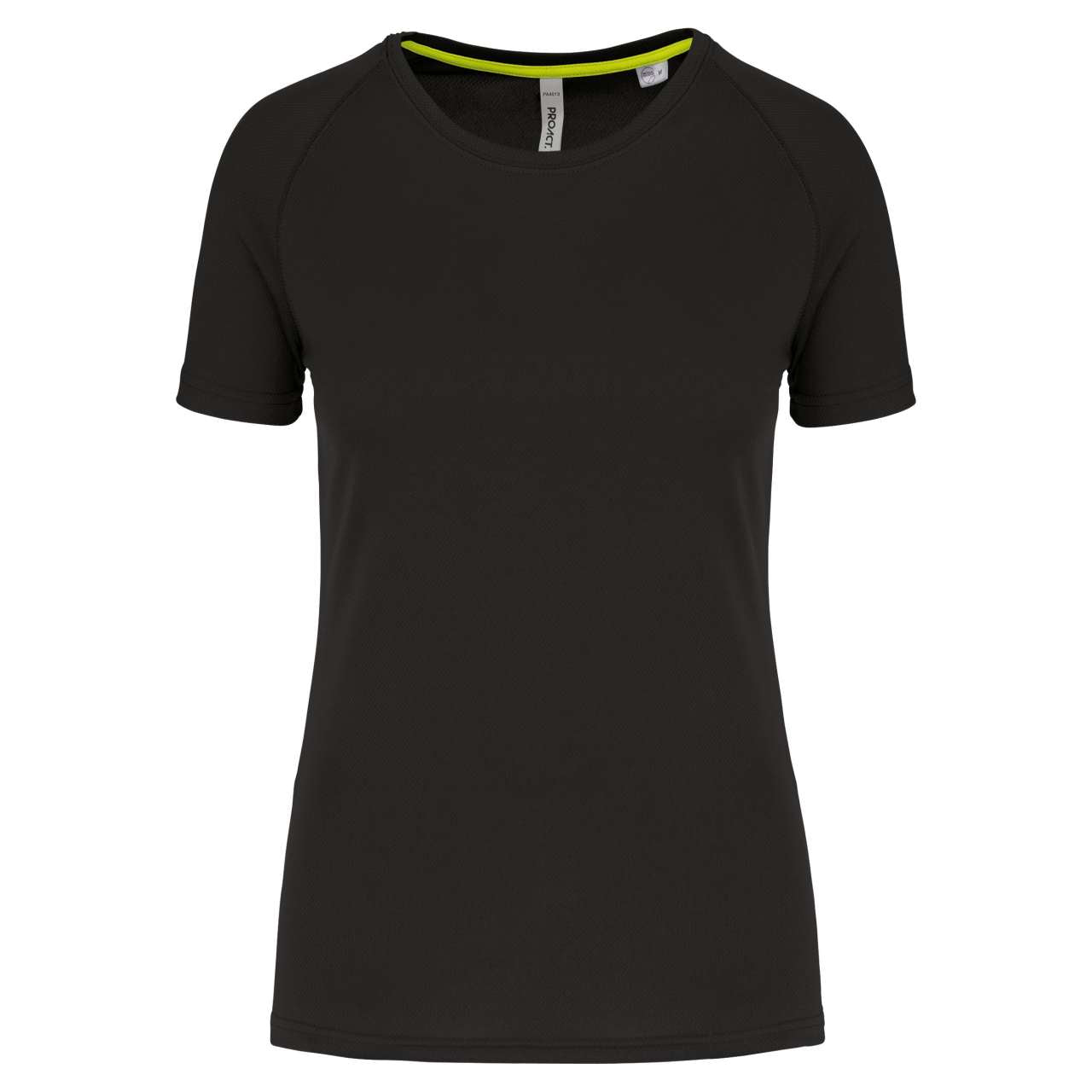 LADIES' RECYCLED ROUND NECK SPORTS T-SHIRT - Black - colorimageurl