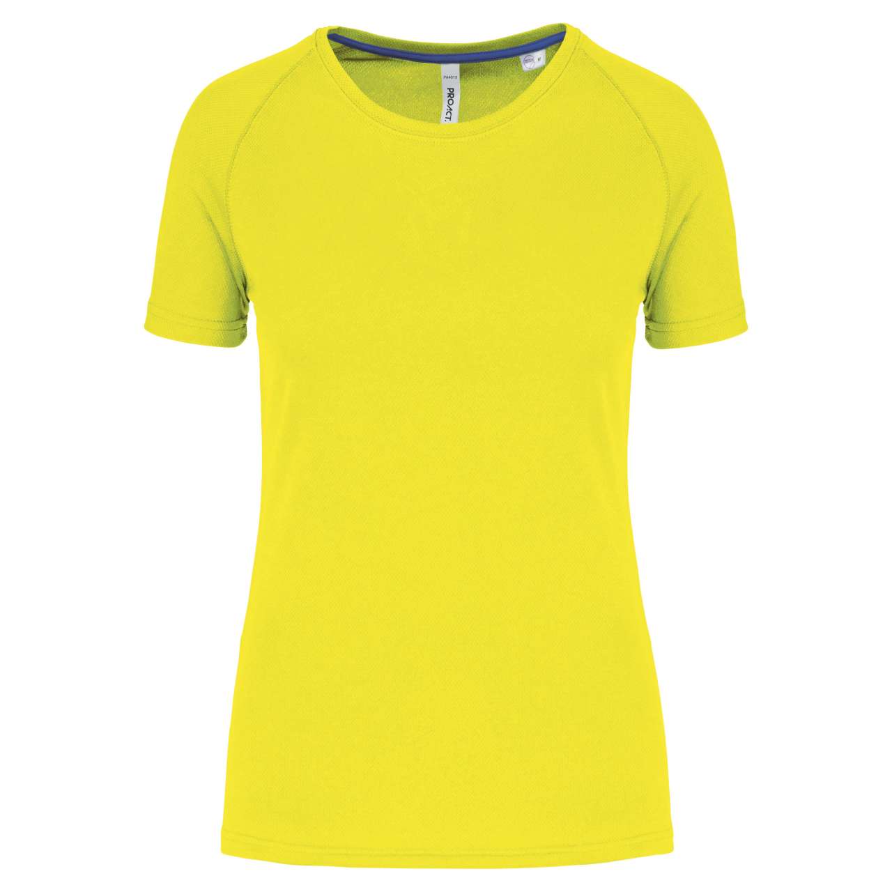 LADIES' RECYCLED ROUND NECK SPORTS T-SHIRT - Fluorescent Yellow - colorimageurl