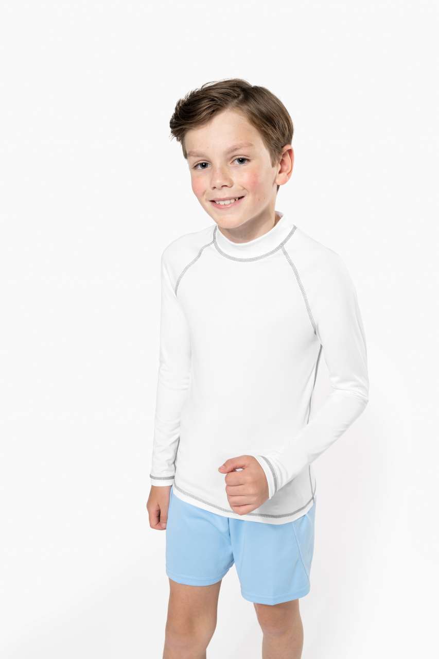 CHILDREN’S LONG-SLEEVED TECHNICAL T-SHIRT WITH UV PROTECTION - Fluorescent Yellow - modelimageurl