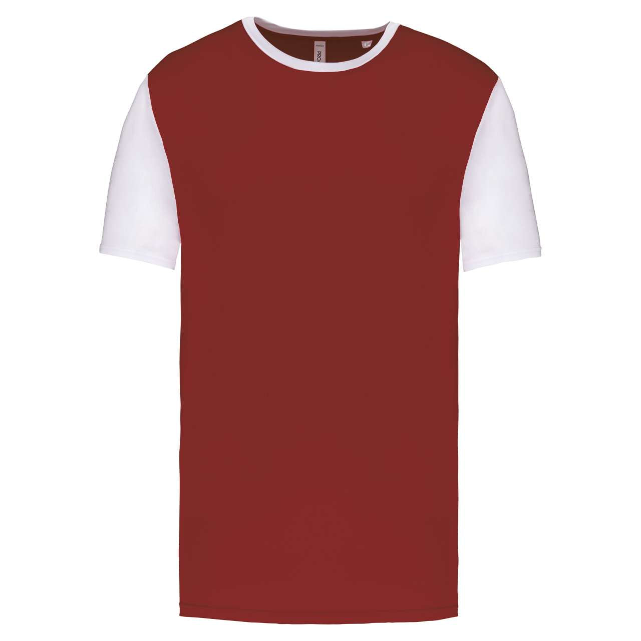 ADULTS' BICOLOUR SHORT-SLEEVED T-SHIRT - Garnet/White - colorimageurl