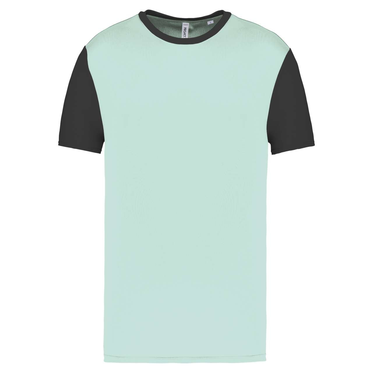 ADULTS' BICOLOUR SHORT-SLEEVED T-SHIRT - Ice Mint/Dark Grey - colorimageurl
