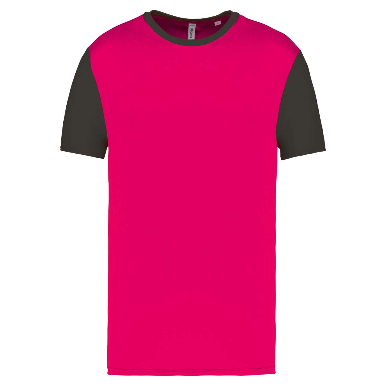 ADULTS' BICOLOUR SHORT-SLEEVED T-SHIRT - Sporty Pink/Dark Grey - colorimageurl