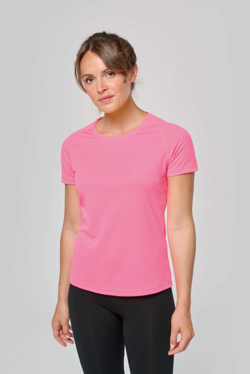 LADIES' SHORT-SLEEVED SPORTS T-SHIRT - Fluorescent Pink - Additional