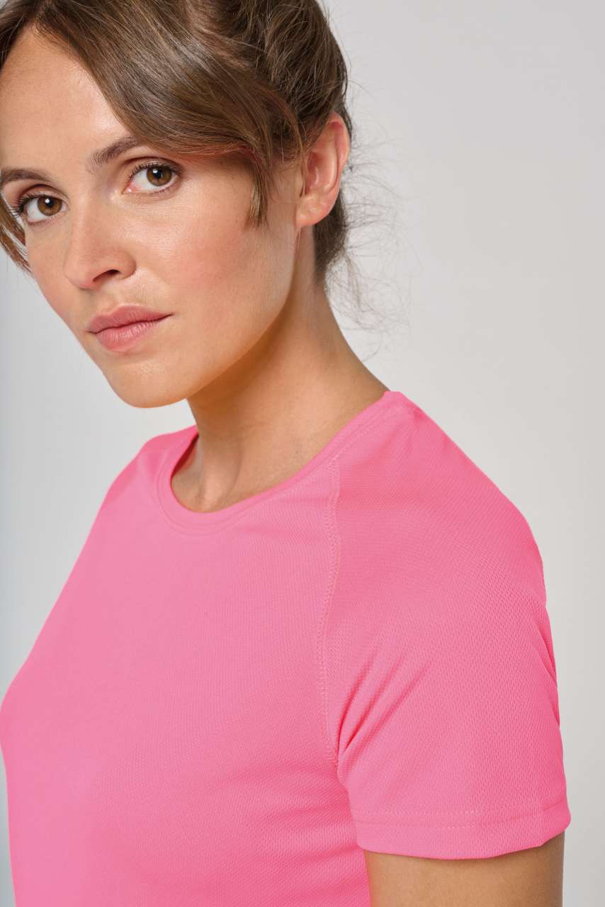 LADIES' SHORT-SLEEVED SPORTS T-SHIRT - Fluorescent Pink - Additional