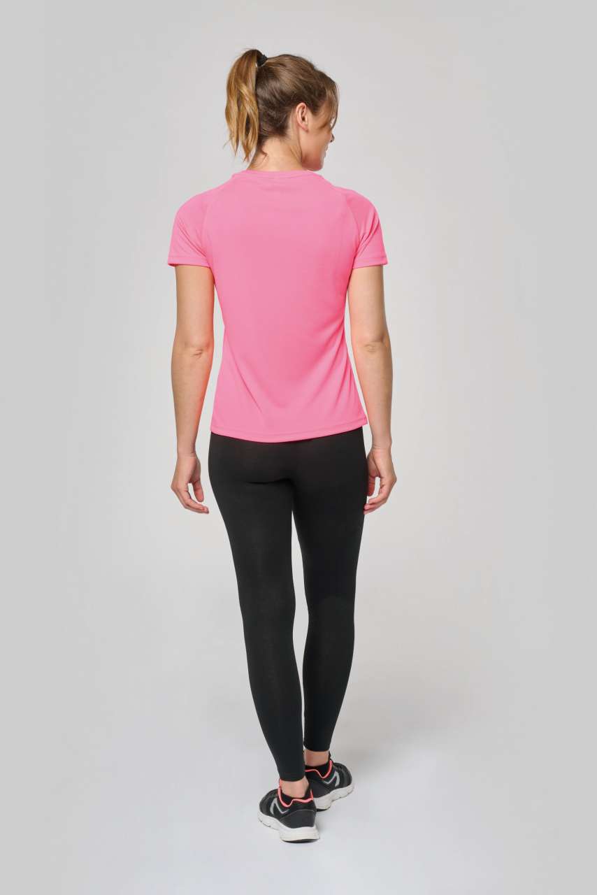 LADIES' SHORT-SLEEVED SPORTS T-SHIRT - Fluorescent Pink - Additional