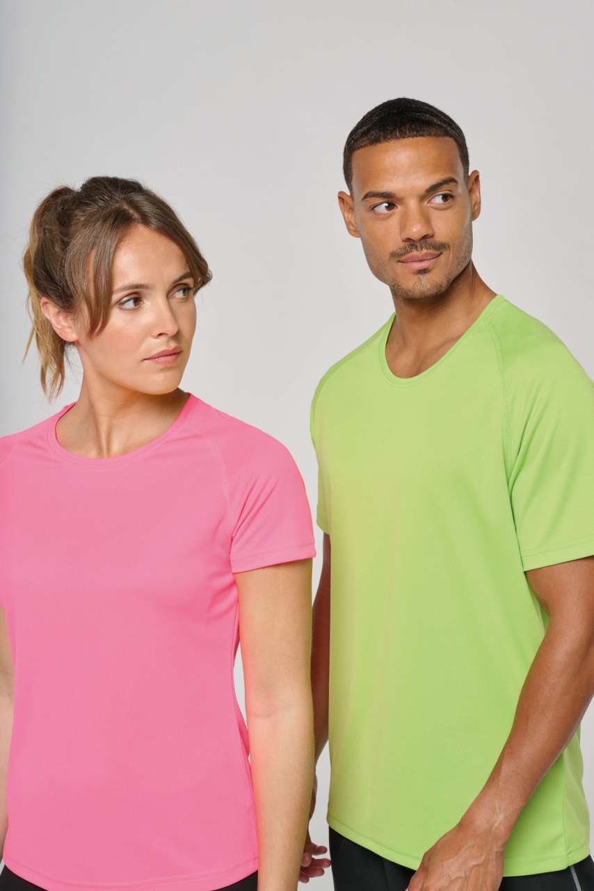 LADIES' SHORT-SLEEVED SPORTS T-SHIRT - Fluorescent Pink - Additional