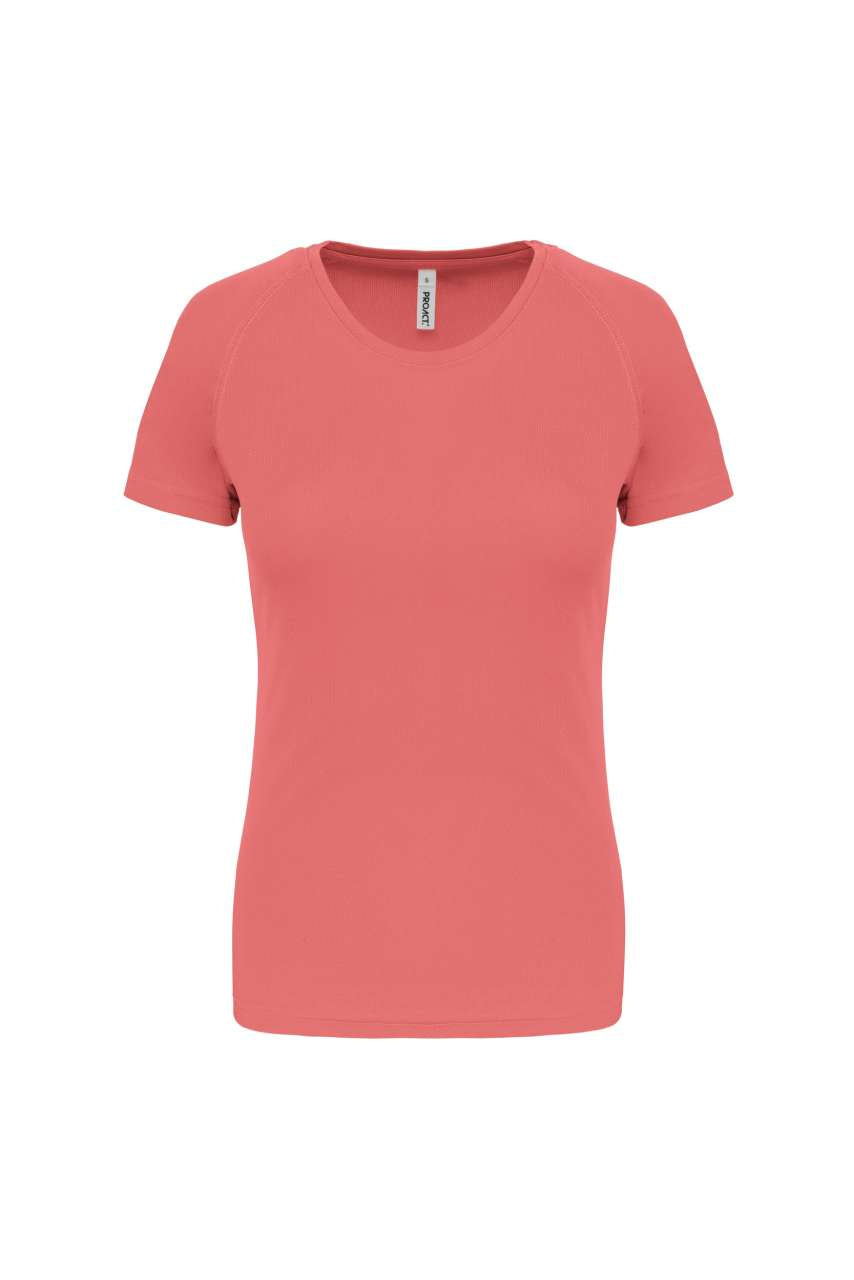 LADIES' SHORT-SLEEVED SPORTS T-SHIRT - Coral - Main