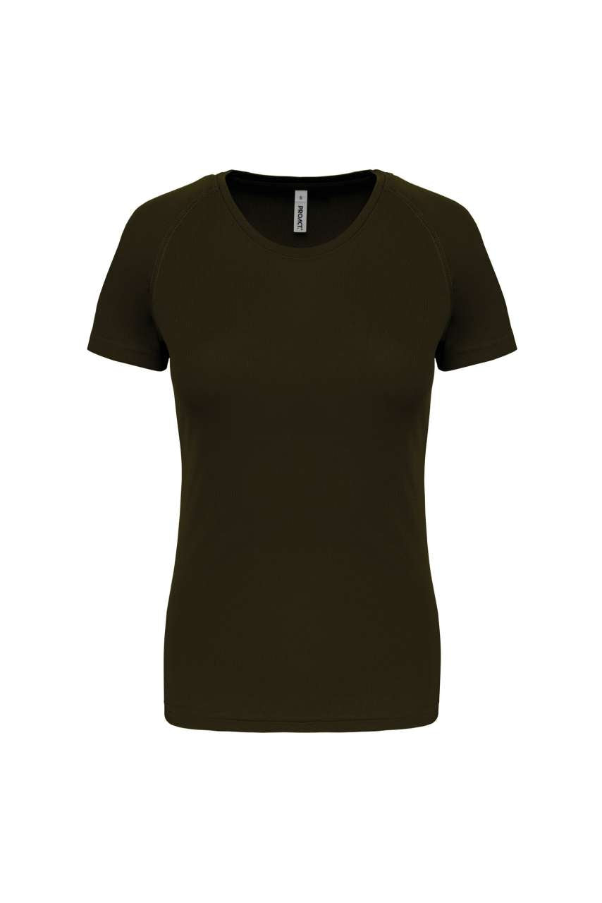 LADIES' SHORT-SLEEVED SPORTS T-SHIRT - Dark Khaki - Main
