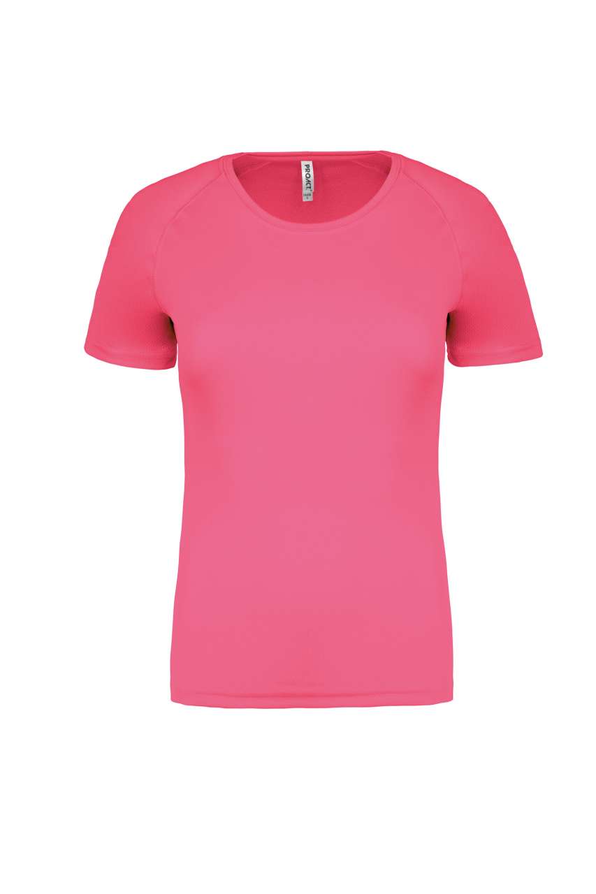 LADIES' SHORT-SLEEVED SPORTS T-SHIRT - Fluorescent Pink - Main