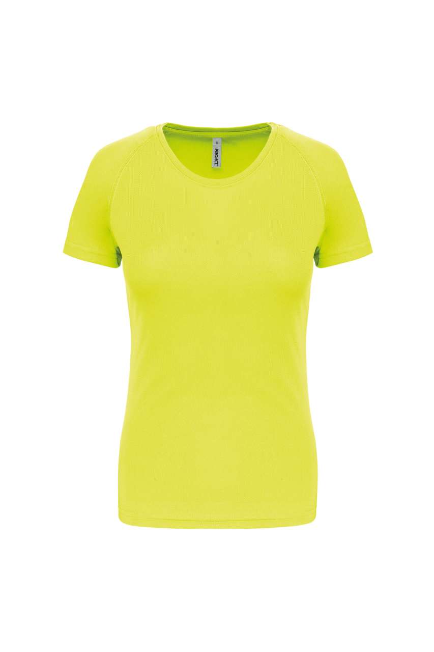 LADIES' SHORT-SLEEVED SPORTS T-SHIRT - Fluorescent Yellow - Main