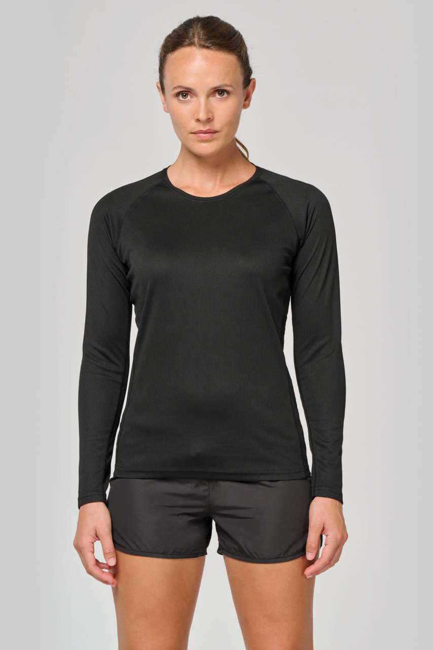 LADIES' LONG-SLEEVED SPORTS T-SHIRT - Fluorescent Pink - Additional