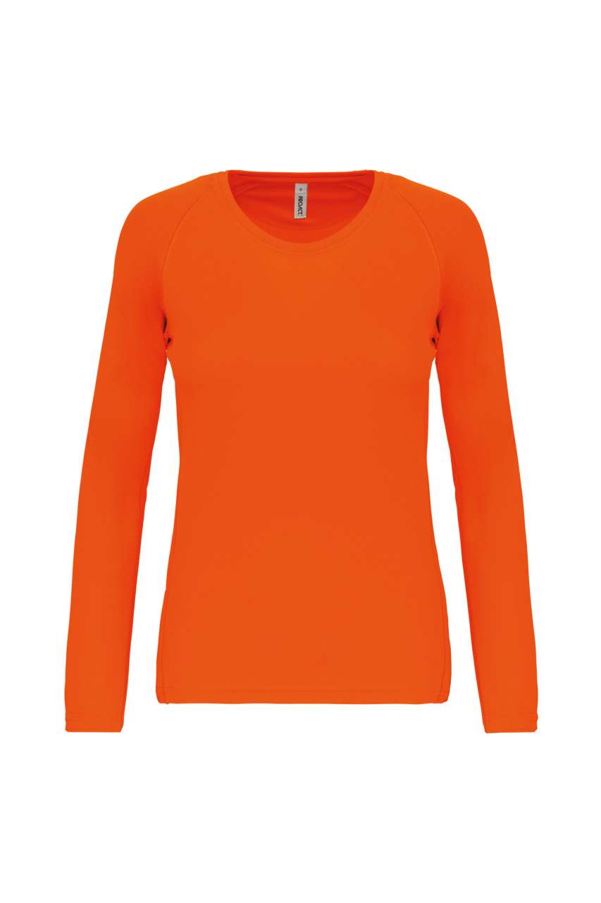 LADIES' LONG-SLEEVED SPORTS T-SHIRT - Fluorescent Orange - Main