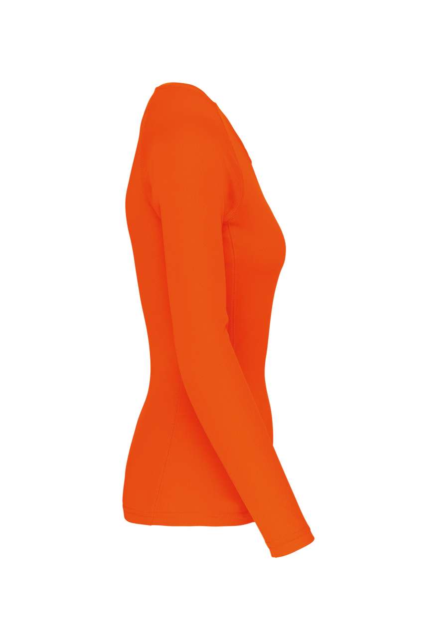 LADIES' LONG-SLEEVED SPORTS T-SHIRT - Fluorescent Orange - Additional