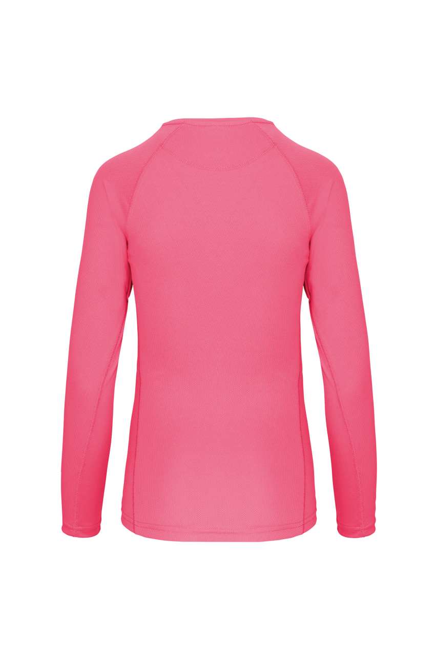 LADIES' LONG-SLEEVED SPORTS T-SHIRT - Fluorescent Pink - Additional